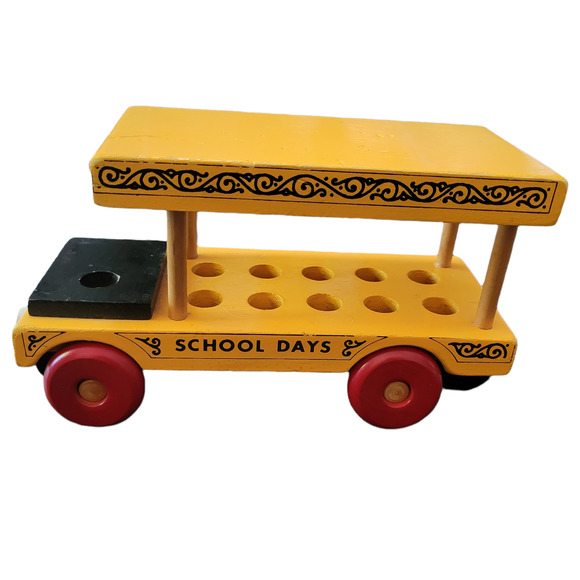 VTG Wooden School Bus Toy Montgomery Schoolhouse Inc. Made In Vermont USA Rare - Picture 2 of 5